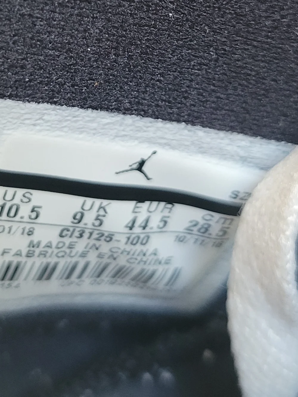 Jordan Retro High-Top Sneakers in White, Gray, Black & Purple - Picture 6 of 8
